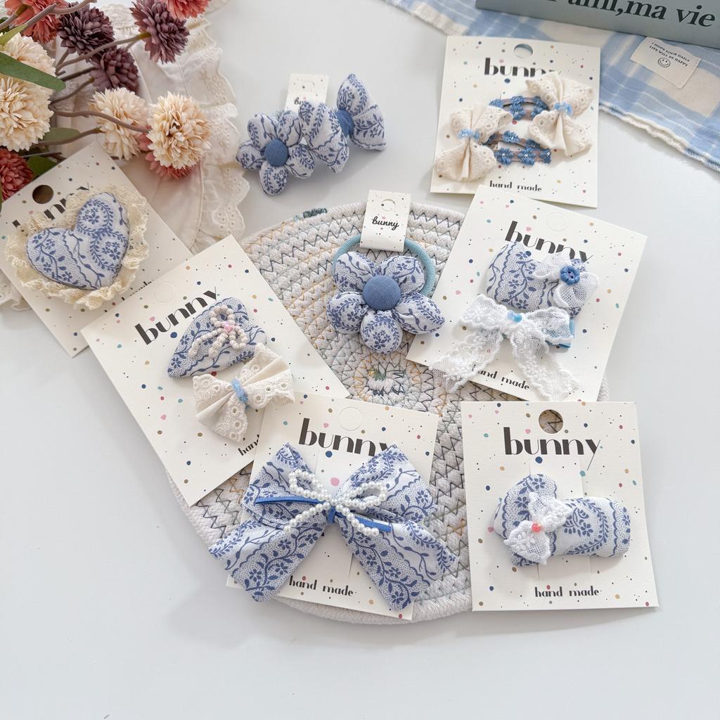 Floral Printed Hair Clips for Baby Girls Lace BB Clips Cute Bowknot Barrettes Hairpins Children's Hair Accessories Kids Headwear