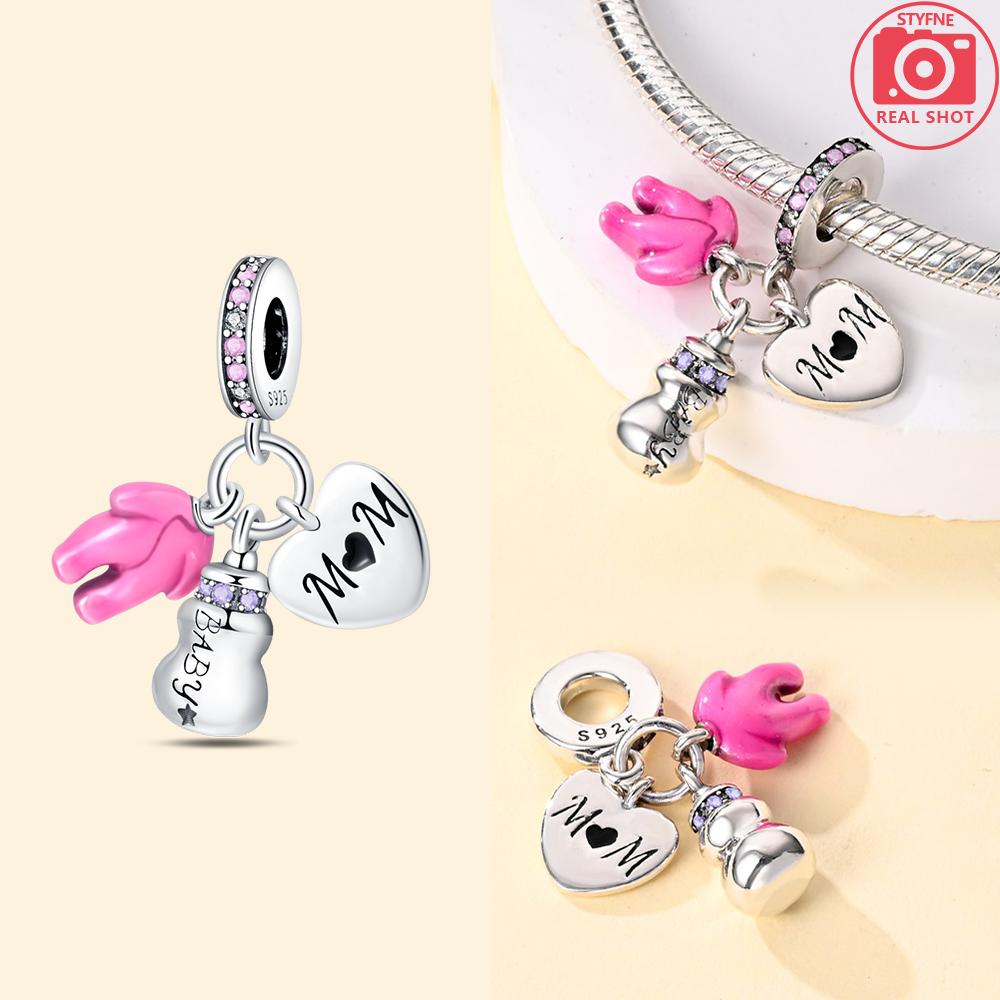 Charms Original Certified Mother'S Day Love Heart Girl Gift Beads Fit Bracelet Copper Women Jewelry Diy Accessory