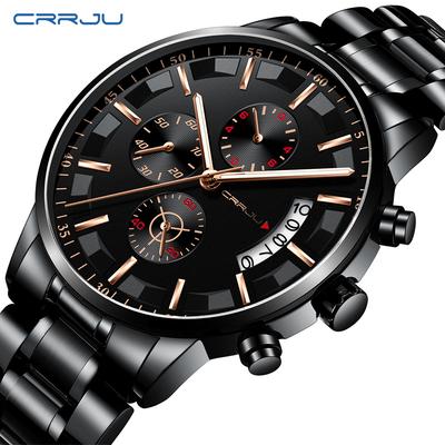 CRRJU New Men's Sports Watch Fashion Business Multi-functional Six-pin Chronograph Watch
