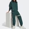 adidas Originals Adicolor Neuclassics Classic Three-Stripe Print Hoodie Long Sleeve Sweatshirt Women Tops Green HS6772