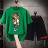 Korean Brand Bear Print T-shirt Men's Cotton Short-sleeved Oversized T-shirt Hip-hop Retro Suit Unisex Free Shipping