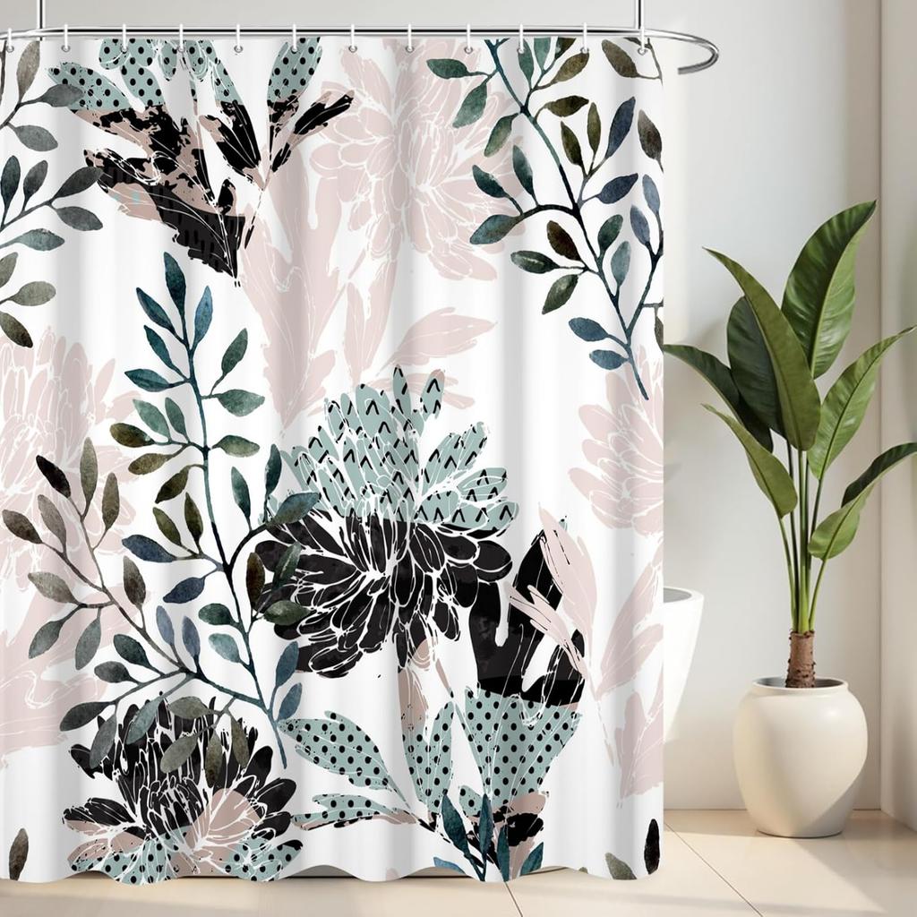 Black And White Shower Curtain Fun Shower Head And Water Drops Shower Curtains For Bathroom Machine Washable Waterproof