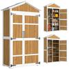 Garden Armoire Garden Shed Waterproof With Metal Roof Double Door For Gardening Tools 105x55x179cm Natural