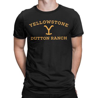 Yellowstone Velká Zlatá Dutton Ranch Pánská Trička Vintage Bavlněná Trička Kulatý Výstřih Krátký Rukáv Tričko Narozeninový Dárek Oblečení