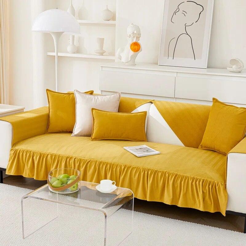 

Саржевая подушка для дивана, европейская подушка-юбка, четыре сезона, универсальный чехол для дивана для гостиной, полотенце, роскошная нескользящая спинка дивана 70X70CM 1PCS