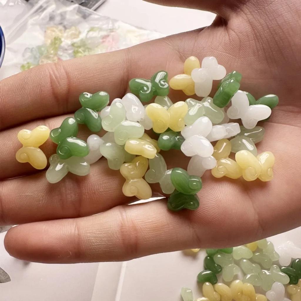 DW03 20pcs 10*14.5mm Cute Butterfly Lampwork Beads Glass Handmade Imitation Glaze Beads Simple Making DIY Bracelet Trend Beads
