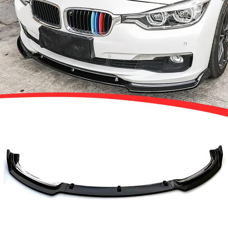 

BMW 3 Series F30/F35 Front Lip Carbon Fiber Pattern Body Kit - Stylish Three-Section Front Diffuser. Gloss Black