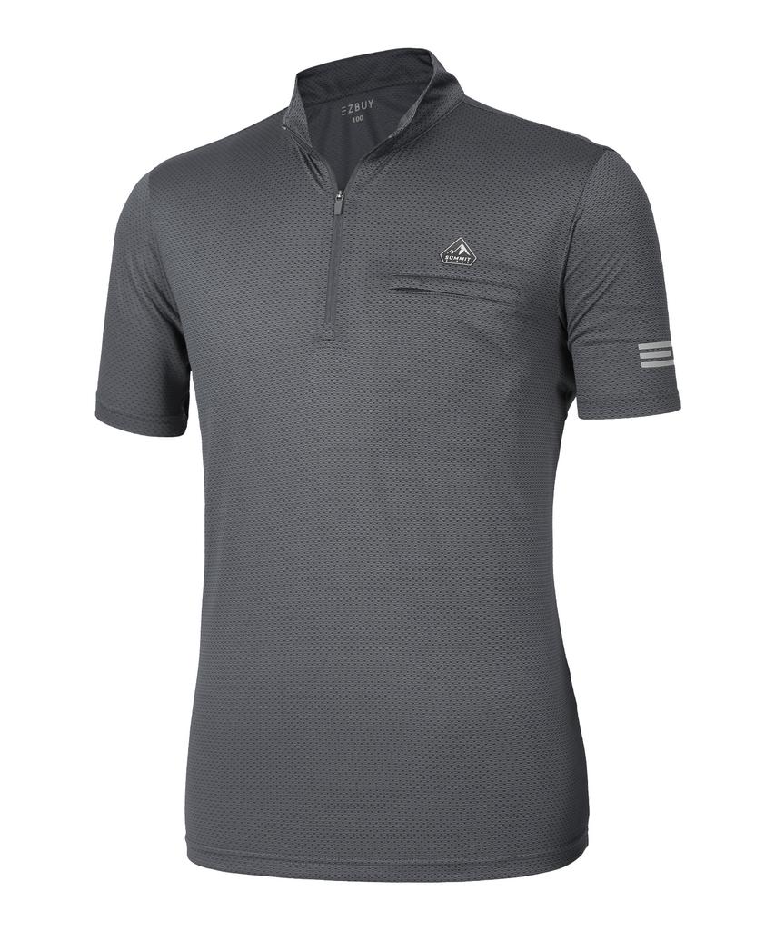 EXTRASPORTY [2Pack] Men'S Modern Air Honeycomb Mesh Short Sleeve Zip-Up T-Shirt 5 Colors (D Type)