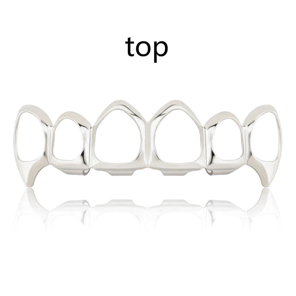 European Six-Tooth & Four-Tooth Hollow Fangs with Flat Teeth Hip Hop Grill Set