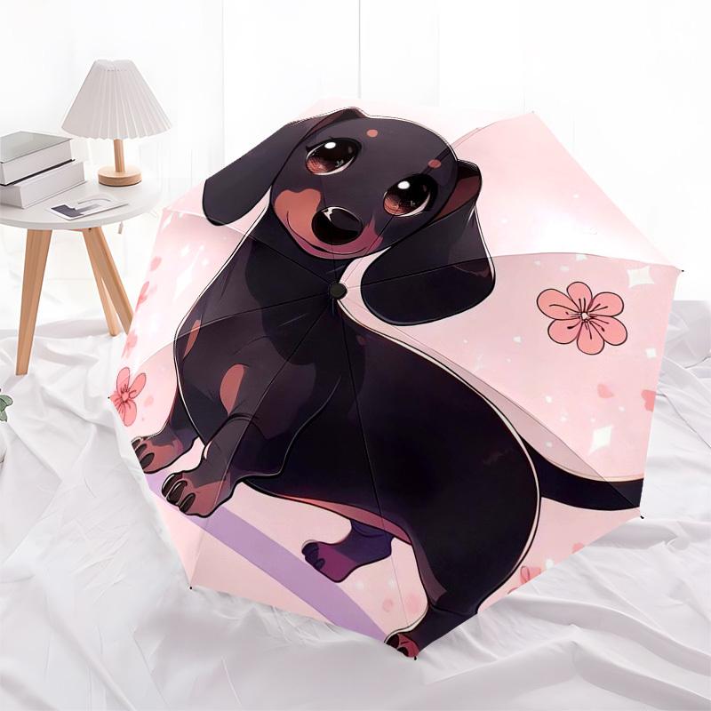 

1pc Chibi Dachshund with Cherry Blossoms Umbrella with Plastic Handle,Suitable for All Seasons Home Travel Outdoor Umbrellaptys31045