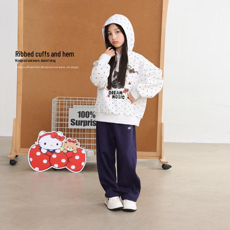 LUSON Girls' Polka Dot Hooded Sweatshirt