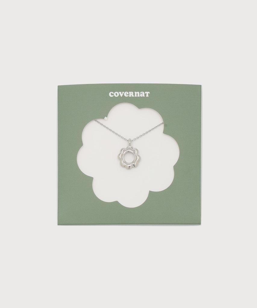 Covernat Woman Clover Heart Flat Necklace Silver