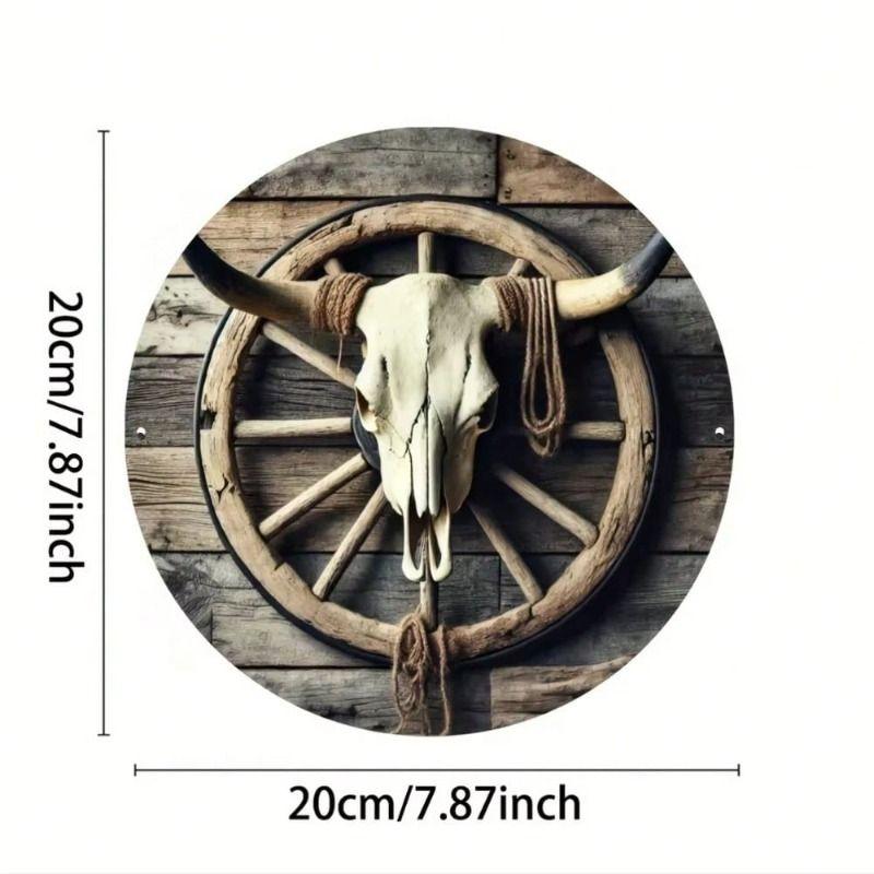 1 Pc Round Metal Wall Art Decor for Office Living Room Patio (20x20 Cm)
