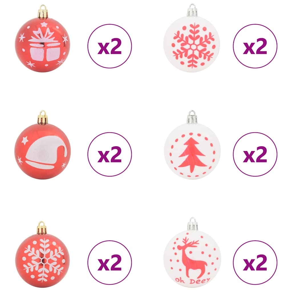 Christmas Ornament Set 40 pcs Red and White Plastic