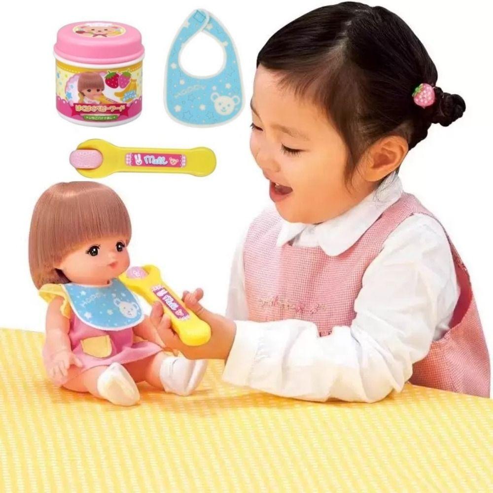 Topmix Pink Simulation Pudding Feeding Set Jelly Role Play Strawberry Pudding Toy Food Feeding Pretend Play Play House Toys Kids Gift