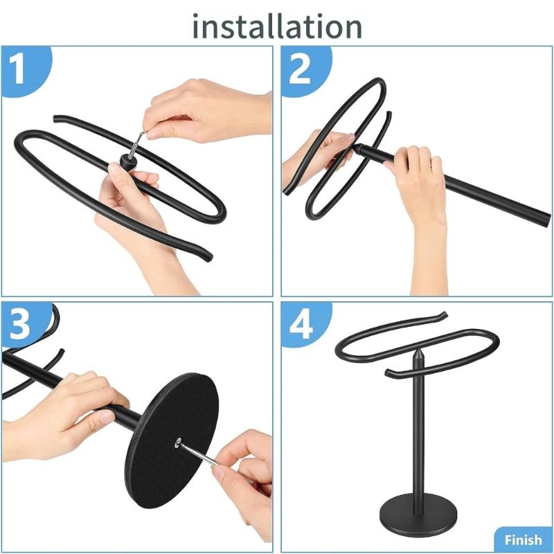Towel Stand S Shaped Bath Towel Rack with Nonslip Base Countertop Jewelry Towel Holder for Bathroom & Kitchen Use