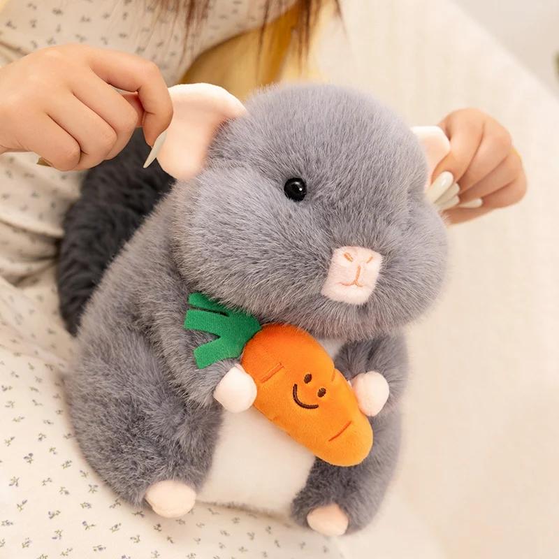 Cute Plush Golden Bear Toy Cute Doll Hair Mouse Eat Carrot Seed Doll Hamster Gift Lifelike Animal Simulation Stuffed Doll Kawaii