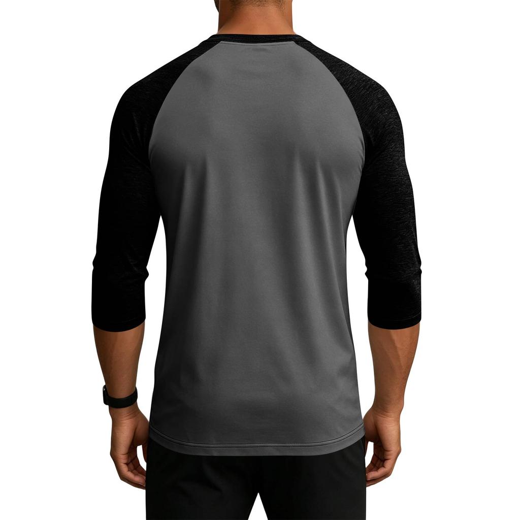Men's Colorblock Raglan Sleeve Athletic Shirt Three Piece Set Lightweight Stretchy Sport Top for Training Running Casual Wear