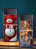 Christmas Snowman Hard PC Phone Case For Samsung Galaxy Z Flip 7 6 5 4 Black Cover For Galaxy Z Flip 3 Foldable Shell Fundas Bag