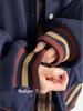 Unisex Japanese Retro Color Block Wool Baseball Jacket, Autumn/Winter Academy Style