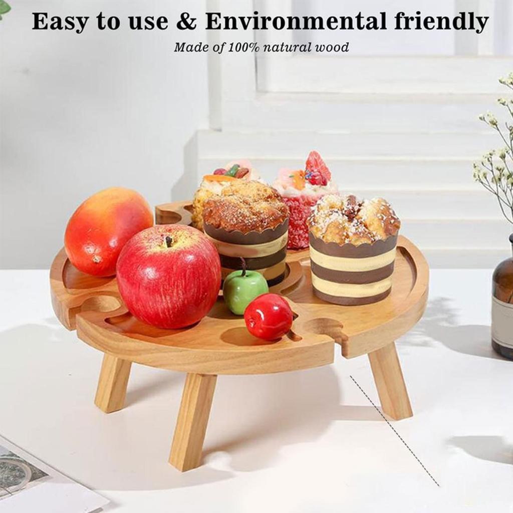Wine Picnic Table Mini Detachable Dish for Cheese and Fruit Snack Tray Outdoor