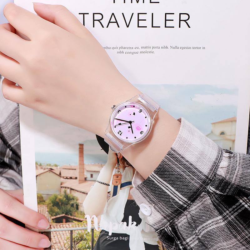 

Японские милые минималистичные розовые мультяшные фруктовые прозрачные часы для учеников начальной и средней школы