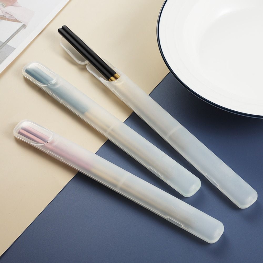 1pcs Portable Plastic Chopsticks Box 26cm Transparent Makeup Brush Storage Box Cutlery Straw Case