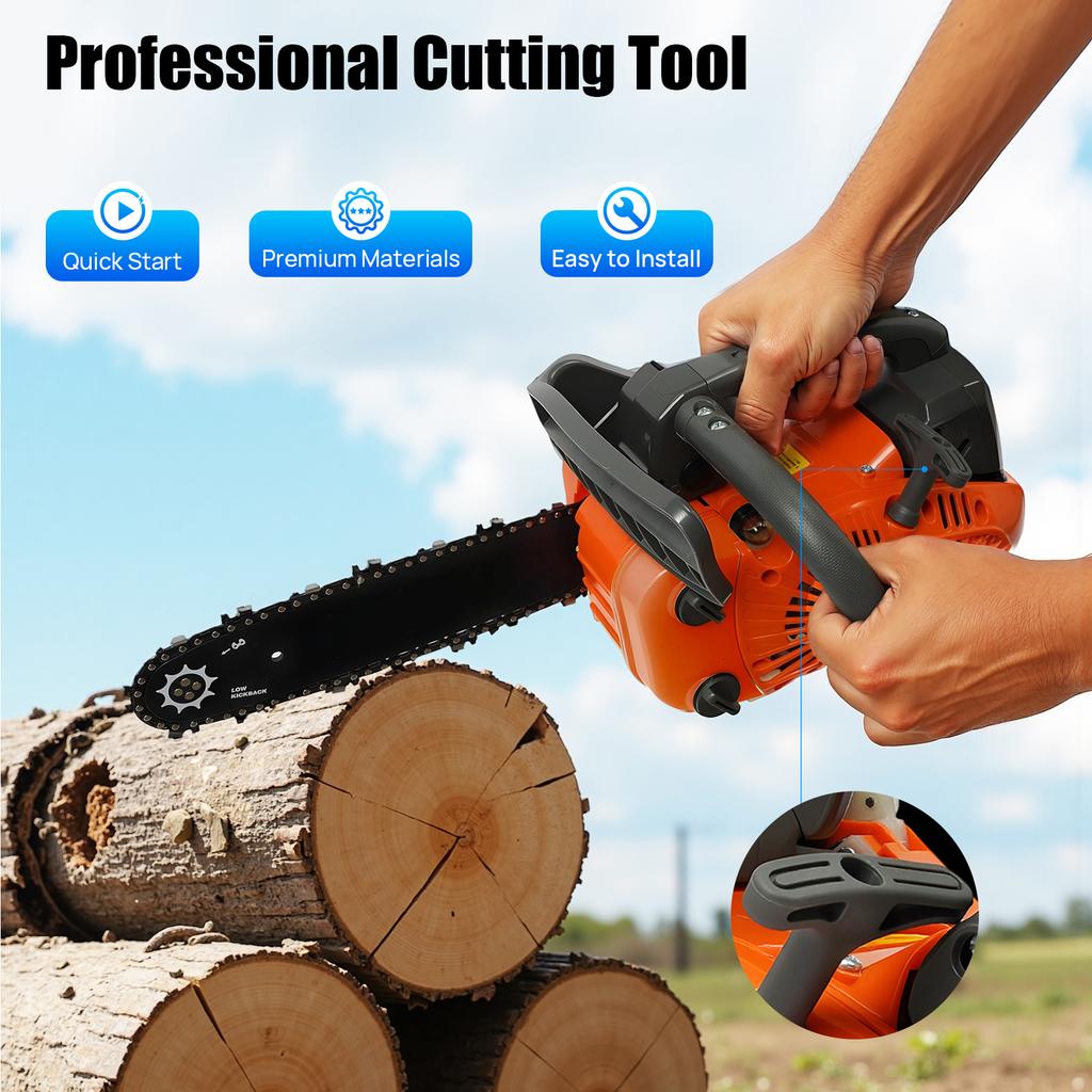 11.8-inch Gasoline Chainsaw - 25.4CC 2-Stroke 900W, Handheld Cordless for Woodworking & Gardening