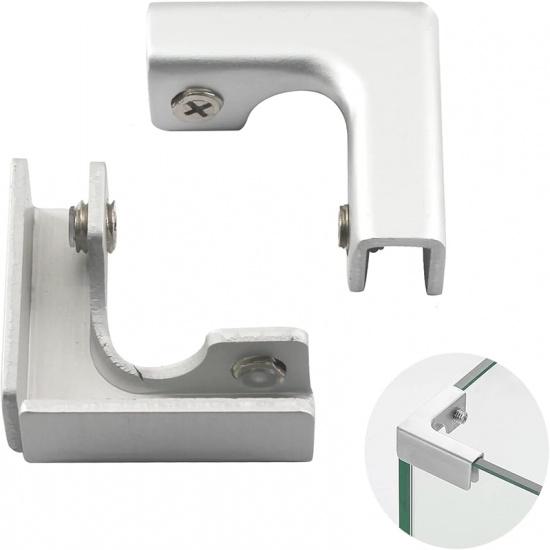 T Shape Glass Clamp Aluminium Alloy Glass Support Bracket Fit for 8-12mm Glass Thickness Come with Screws (Pack of 2) L Shape(Small)