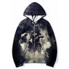 Mens Hooded Zip-Up Sweatshirt 3D Digital Print Loose Fit Streetwear Casual Pullover Fall