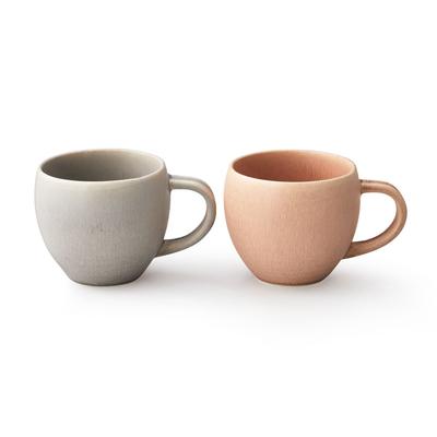 A Pair of 320ml Mugs with a Crystalline The Nuanced Shapes and Nuanced Colors of Gray and Pink Make a Perfect Microwave and Dishwasher Made In Japan