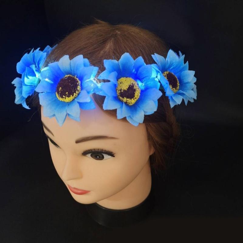 Bohemian Sunflower Headband Glowing Flower Hairband Hair Decorations Crown Garland Headband Women Wedding Headpieces
