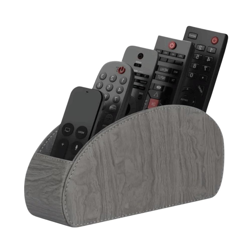 PU Leather Remote Control Holder Modern Universal Desktop Storage Box Cable Management Multi-Device Remote Control Organizer