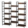 Metal Bookshelf Rustic Bookshelf 14-Tier for Living Room Bedroom & Office