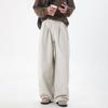 Heren Katoenen Casual Broek Losse Rechte Pijp Dubbele Plooizakken