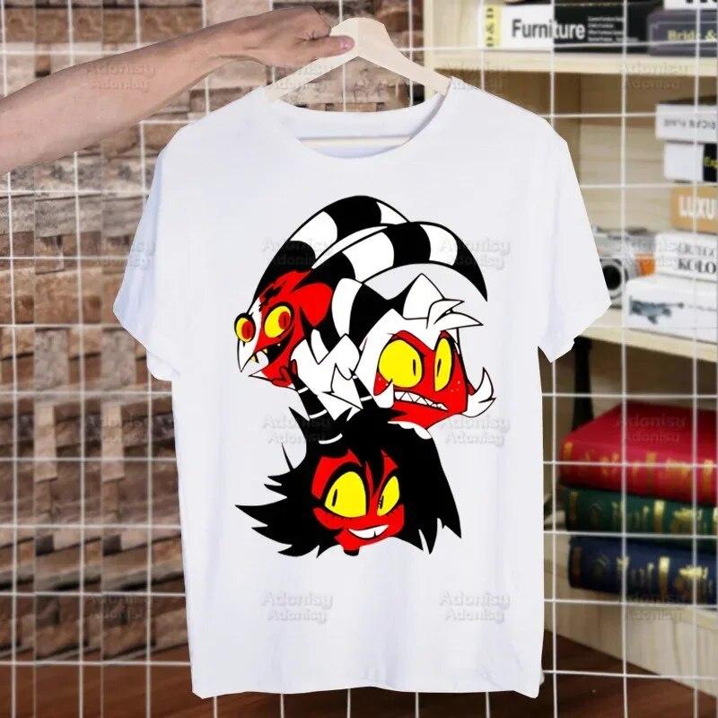 Helluva Boss Printed T Shirt Unisex Retro Washed Tops Tees Harajuku Tshirt Streetwear Hip Hop Unisex T-shirts