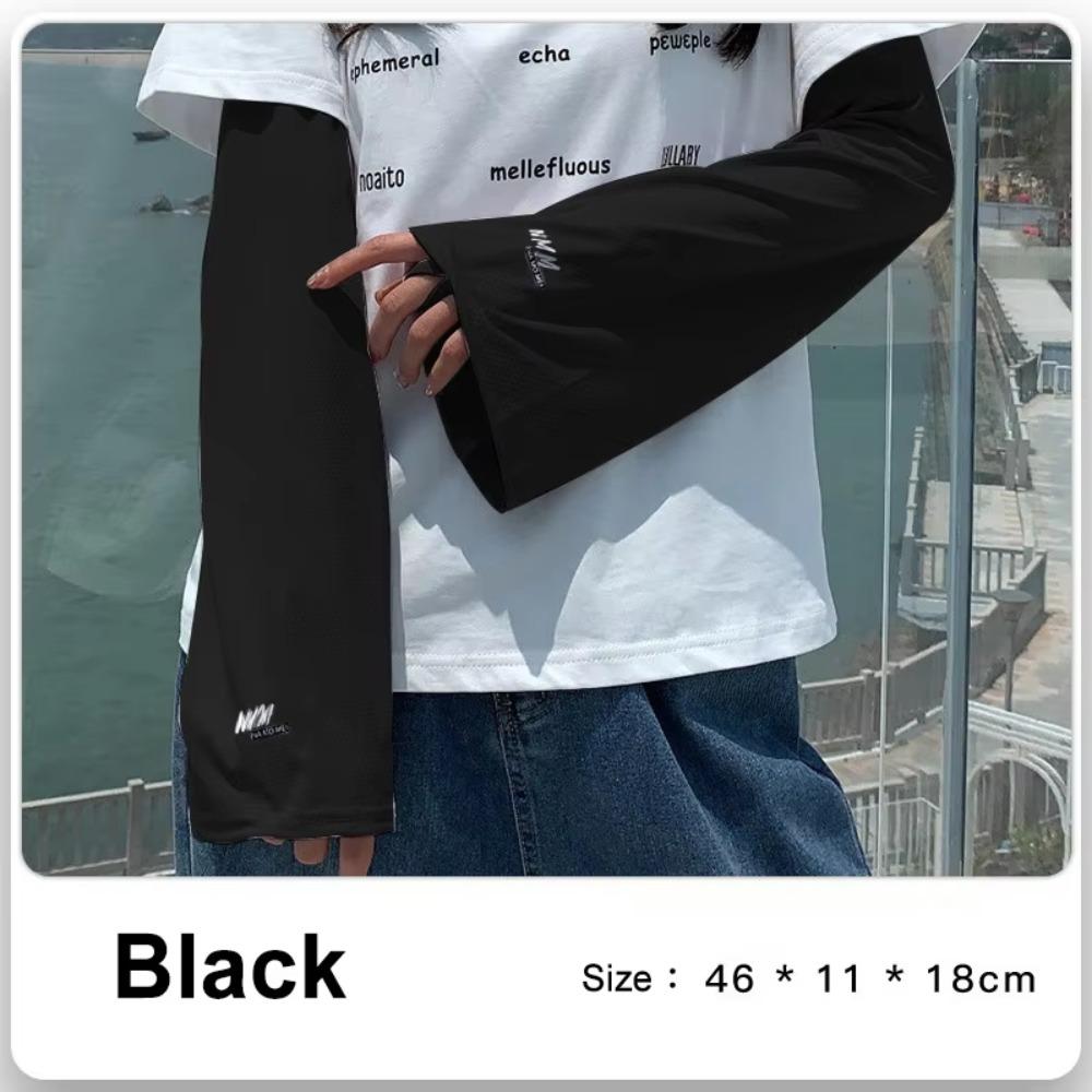 1 Pair Polyester Ice Sleeve Lightweight Arm Guard Cuff Fashion Sunscreen Sleeves  Sports Black