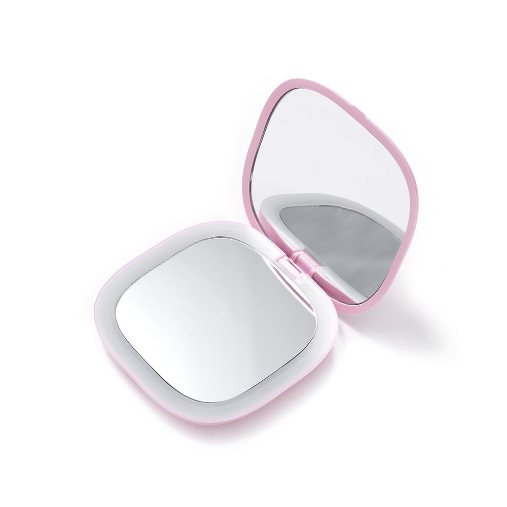 Illuminated LED Folding Makeup Mirror - Portable, Handheld, Square Design for Girls  Dormitory.