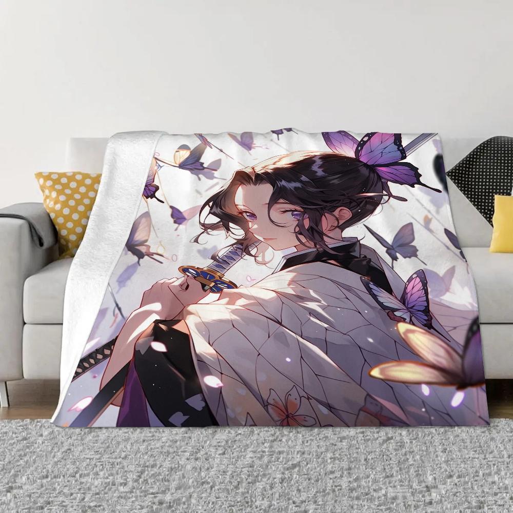 Kochou Shinobu Fluffy Soft Blankets for Decorative Sofa Blanket Knitted Plaid Home and Decoration Microfiber Bedding Beach Towel