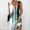 Women's V Neck Sleeveless Printed Tank Dress Loose Fit Mid Rise Casual Summer Sundress