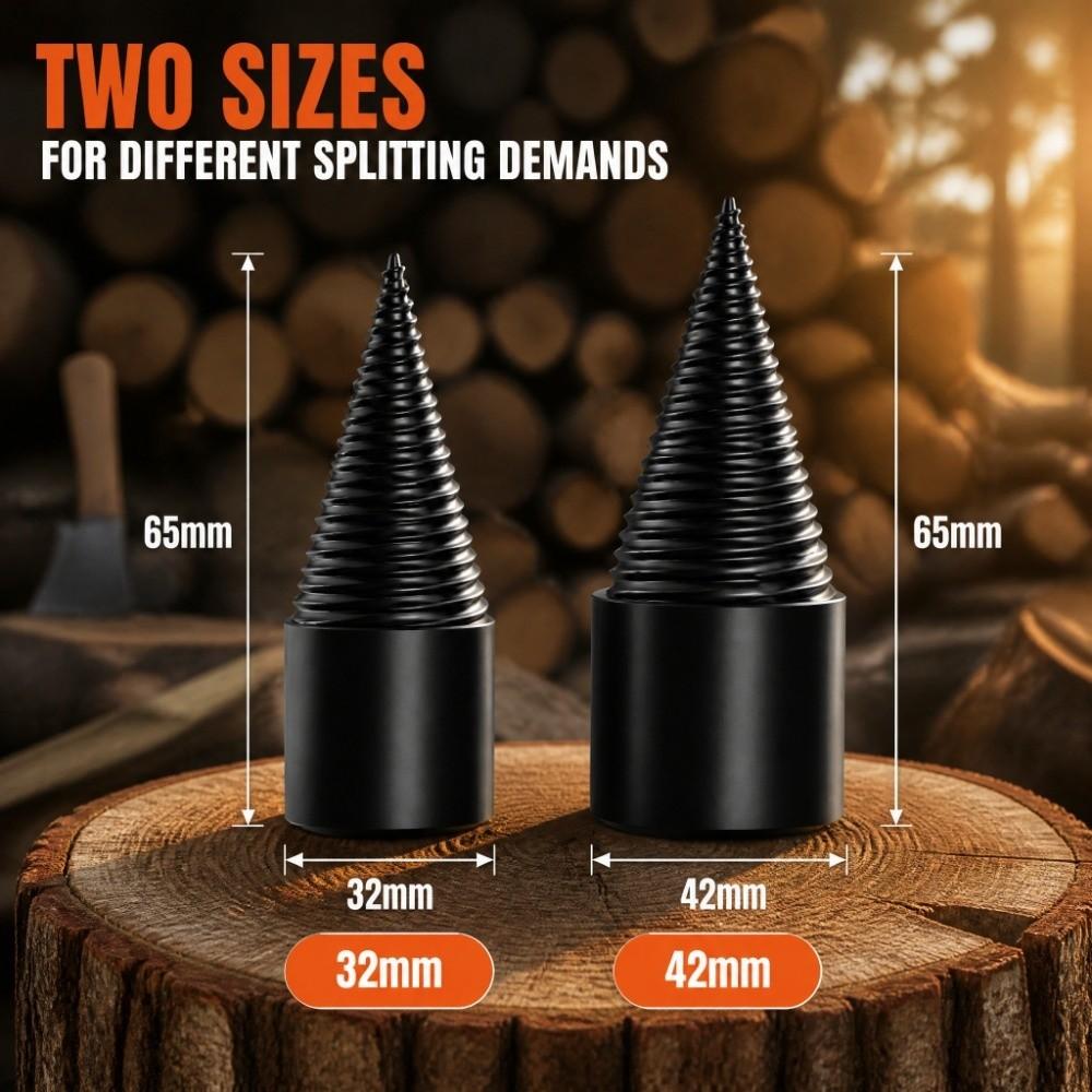 Hardware Grade Wood Splitter Drill Bit Hex Shank Cone Punching Tool Splitting Screw Firewood