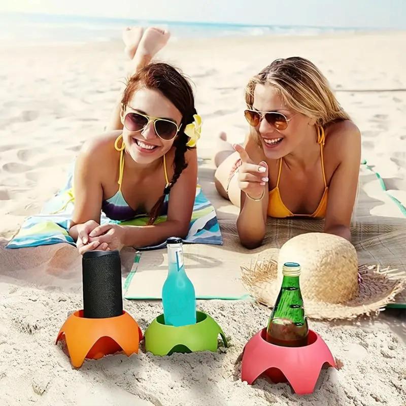 1PC Plastic Beach Cup Holders Multicolor Outdoor Sand Drink Holders Portable Beer Stand Accessories For Beach Parties And Cam