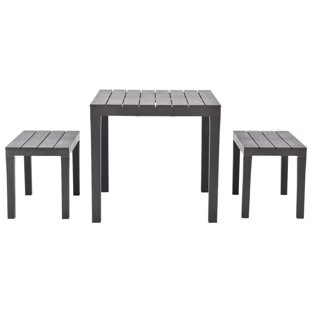 Outdoor Table Set with 2 Benches Plastic Brown