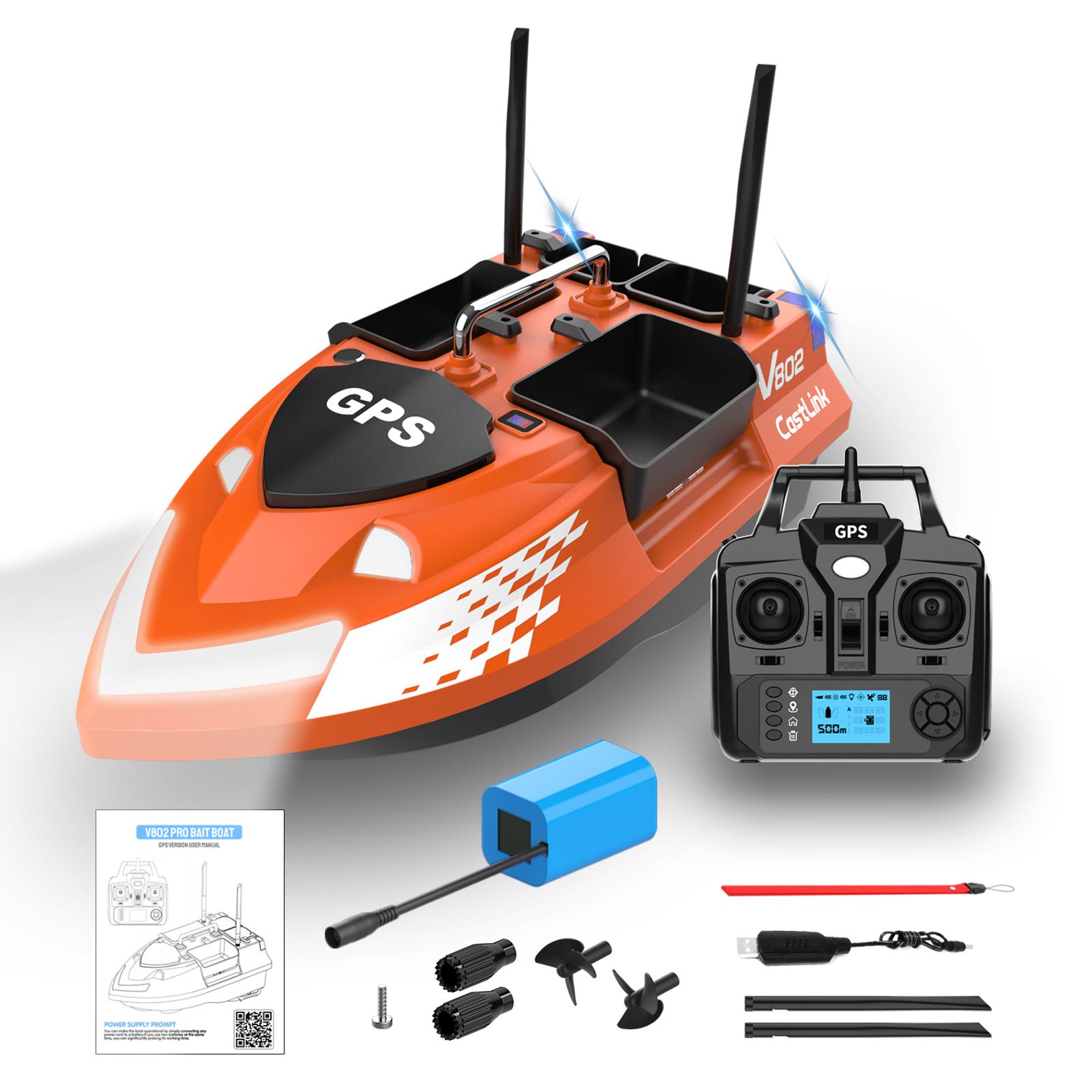 

3KG Loading 500M Remote Control Fishing Bait Boat 160 GPS Points 4 Bait GPS Fish Bait Boat GPS Fish Bait Boat помаранчевий