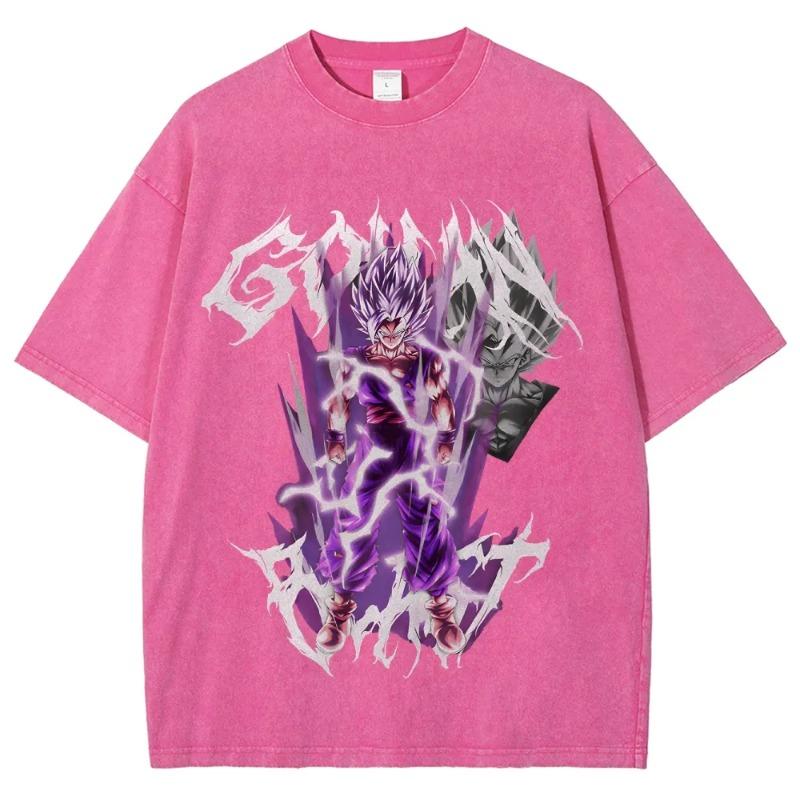 Son Goku Dragon Ball Men Summer Washed T-shirt Harajuku Vintage Streetwear Oversized Women Casual Short-sleeved Tee Top