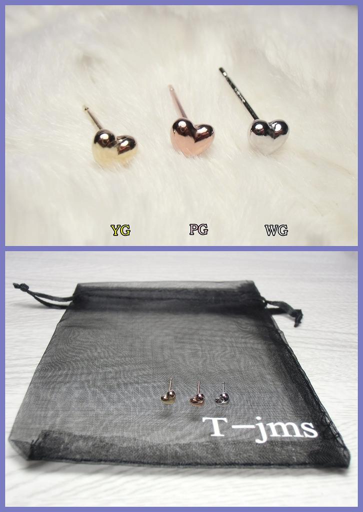 10K Pink Gold Earrings 4mm Heart T-jms (10K PG)