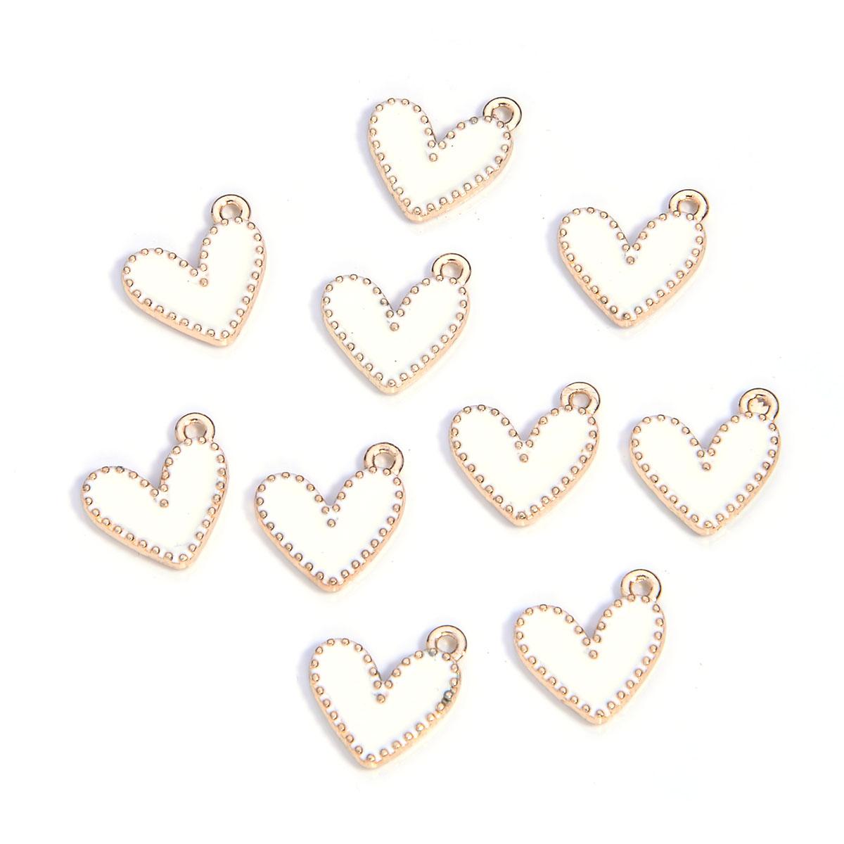 

10 шт./лот Маленькие Милые Подвески Сердечки из Сплава Цветные Эмалированные Подвески Для DIY Браслета Ожерелья Изготовления Украшений Аксессуары белый