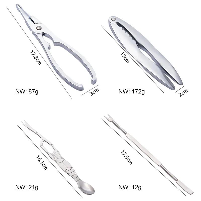 Seafood Tool Sets Crab Crackers Picks Spoons Set Stainless Steel Crab Peel Shrimp Tool Lobster Clamp Pliers Clip Pick Set