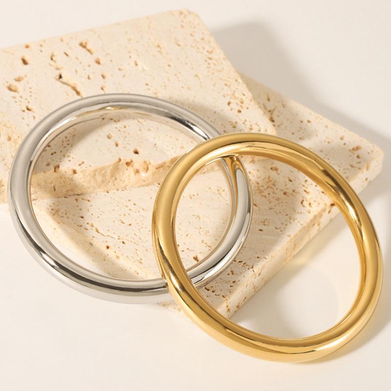 Hypoallergenic Stainless Steel Gold Plated Simple Jewelry Hollow Bracelet Women's Chunky Bangles Bracelets for Daily