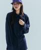 ANNEHEARTS Drape Square Check Shirt_Navyblack